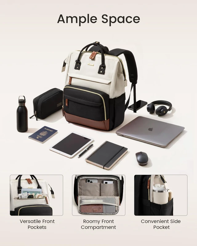Alt view image 4 of 5 - LOVEVOOK Laptop Backpack for Women, 15.6 Inch Work Business Backpacks Purse With Large Capacity, Waterproof Nurse Bag College Bookbag for School, Waterproof Casual Daypack for Travel