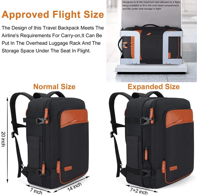 Alt view image 3 of 5 - Lumesner 40L Expandable Carry On Travel Backpack with 4 Packing Cubes