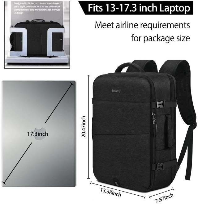 Alt view image 3 of 5 - Lubardy Travel Backpack for Men Women 40L Flight Approved Carry on Backpack