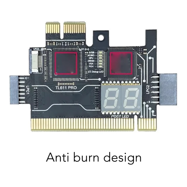 Alt view image 2 of 5 - TL611 Pro Mainboard Debug Card, Diagnostic & Analyzer PC Kit, 4 Digit Post Card with LED Indicators for Laptop, PCI E, PC Computer Motherboard Testing