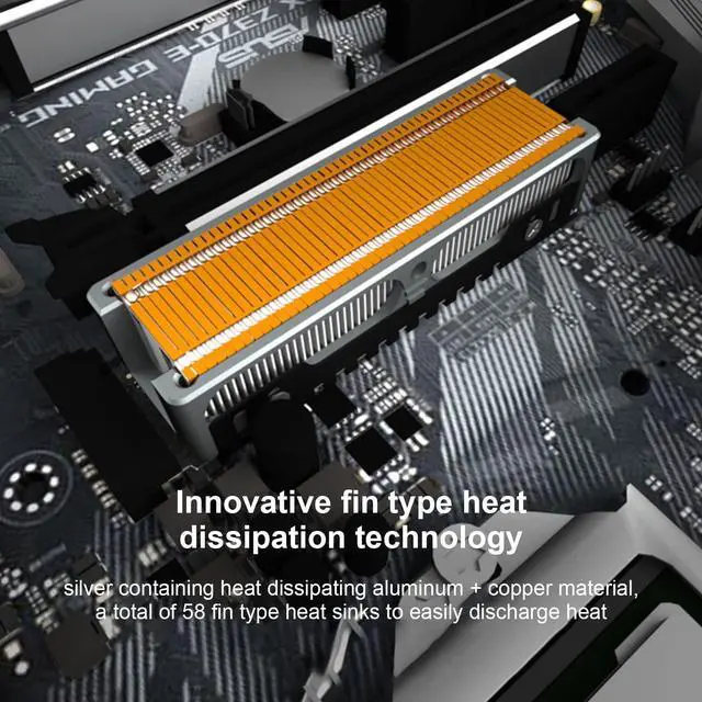 Alt view image 2 of 5 - M.2 2280 SSD Heatsink - Pure Copper Heat Sink Fins with 58 Exhaust Vents & PWM Intelligent Fan for Low Noise Cooling