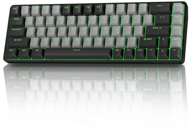 Main image of TMKB T68 60% Wireless Mechanical Gaming Keyboard, Tri-Mode BT5.0/2.4GHz/USB-C with Blue Switch, RGB Backlight, Anti-Ghosting, Compact 68 Keys, Wired/Wireless, Black/Gray