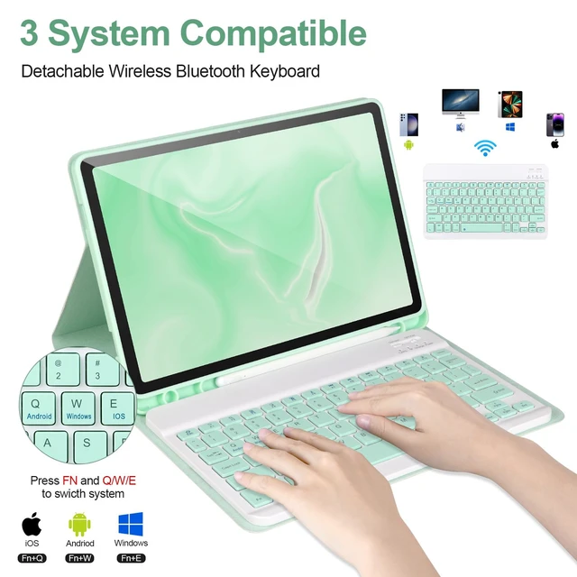Alt view image 3 of 5 - Keyboard Case for Samsung Galaxy Tab A11+/ A9+ Plus 2025/2023 11,Case with Keyboard for Samsung Tab A11+ with S Pen Holder,Detachable Bluetooth Keyboard for Galaxy Tab A9+ Auto Wake/Sleep,