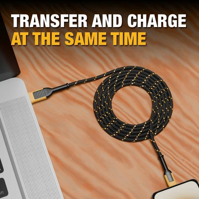 Alt view image 5 of 5 - DEWALT Heavy Duty 2-Pack Durable iPhone Charger Cord, Apple Mfi, 4ft