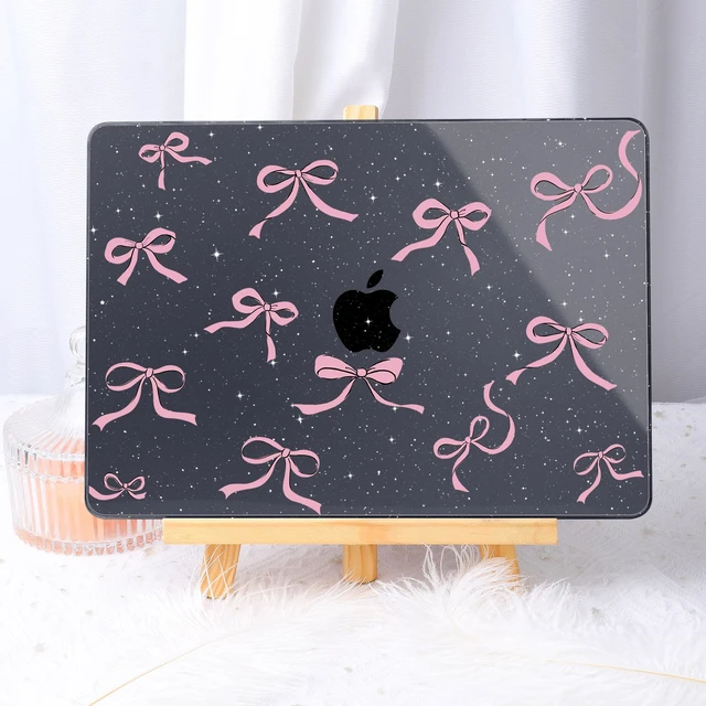 Alt view image 4 of 5 - May Chen for 2026 MacBook Pro 14-inch M5 M4 M3 M2 M1 Pro/Max Chip, Release 2026 2025-2021, Model A3427 A3426 A3434 A3112 .., Plastic Hard Shell with Keyboard Cover, Bow Black Glitter