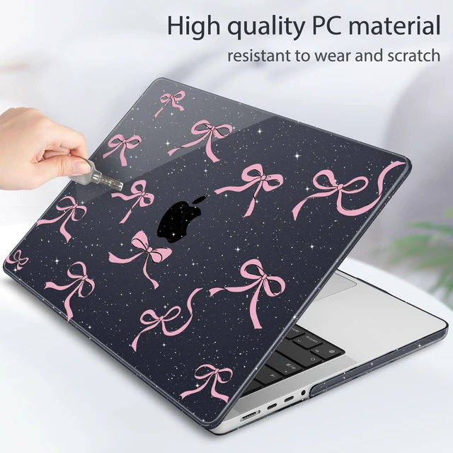 Alt view image 5 of 5 - May Chen for 2026 MacBook Pro 14-inch M5 M4 M3 M2 M1 Pro/Max Chip, Release 2026 2025-2021, Model A3427 A3426 A3434 A3112 .., Plastic Hard Shell with Keyboard Cover, Bow Black Glitter