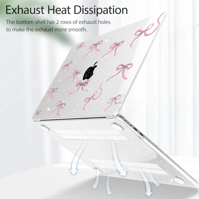 Alt view image 5 of 5 - May Chen Case for MacBook Air 13/13.6 inch M5 A3449 M4 A3240 M3 A3113 M2 A2681, 2026 2025 2024-2022, Plastic Hard Shell with Keyboard Cover & Screec Protector, Clear Glitter Bow