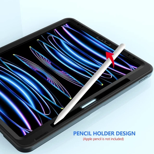 Alt view image 4 of 5 - Puxicu Case for iPad Pro 12.9" 6th Gen/5th Gen/4th Gen/3rd Gen, Heavy Duty Rugged Protective, Built-in Pencil Holder Cover for iPad Pro 12.9 2022/2021/2020/2018, Black