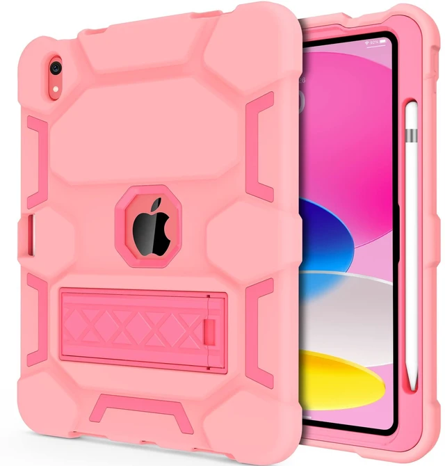 Main image of CCMAO Case for iPad (A16) 11th/10th Generation(2025/2022), iPad 10th Case with Kickstand & Pencil Holder, Heavy Duty Shockproof Hybrid Three Layer Protective Cover for iPad 11/10, Rose Gold+Rose