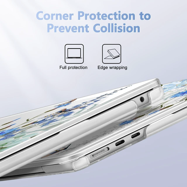 Alt view image 3 of 5 - May Chen for MacBook Air 15 inch Case M5 M4 M3 M2 2026 2024-2023, Model A3448 A3241 A3114 A2941, Closes Seamlessly Hard Shell Laptop Cover with Keyboard Cover, Blue Flowers