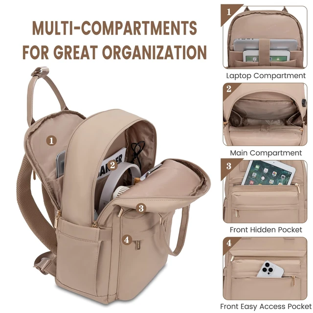 Alt view image 2 of 5 - LOVEVOOK Laptop Backpack for Women 15.6 Inch Laptop Bag with USB Port, Fashion Waterproof Backpacks Teacher Nurse Stylish Travel Bags Vintage Daypacks for College Work