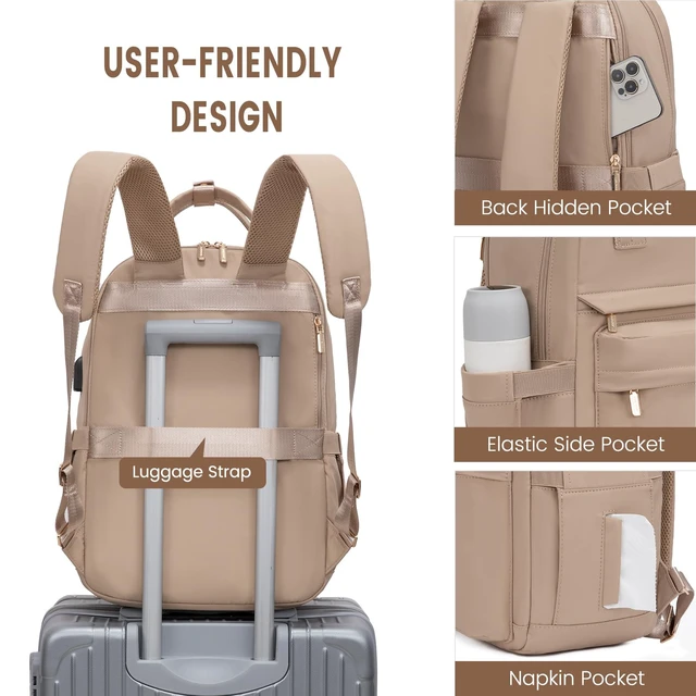Alt view image 3 of 5 - LOVEVOOK Laptop Backpack for Women 15.6 Inch Laptop Bag with USB Port, Fashion Waterproof Backpacks Teacher Nurse Stylish Travel Bags Vintage Daypacks for College Work
