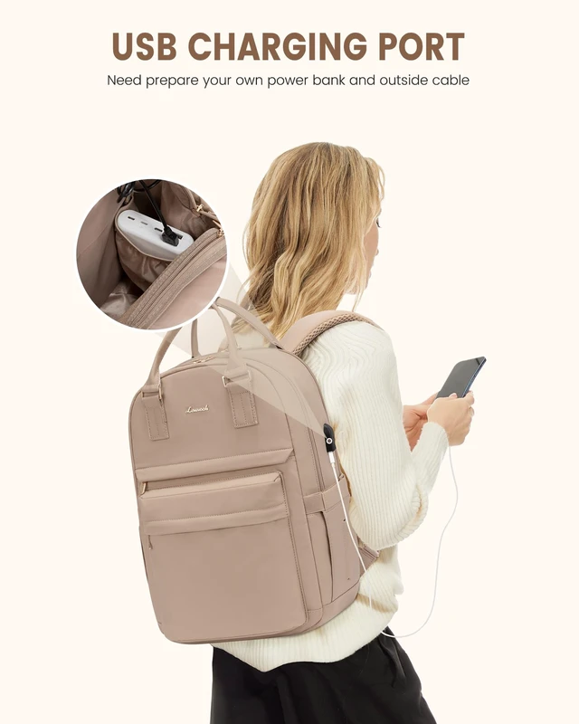 Alt view image 5 of 5 - LOVEVOOK Laptop Backpack for Women 15.6 Inch Laptop Bag with USB Port, Fashion Waterproof Backpacks Teacher Nurse Stylish Travel Bags Vintage Daypacks for College Work