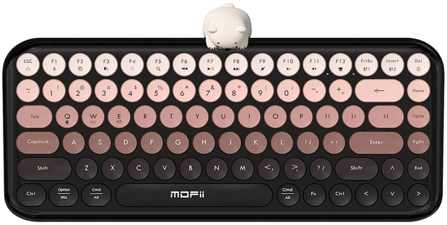 Main image of Lomiluskr Colorful Wireless Keyboard, Bluetooth/2.4G Dual Mode, Compact TKL Quiet Membrane Keyboard, Cute Gradient Retro Round Keycaps, Compatible with PC/Laptop/Tablet/Smartphone (Black)