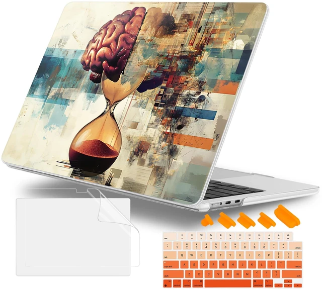 Main image of Lepeoac Case for 2026/2025/2024/2023 MacBook Air 15-inch Laptop Release M5 A3448 /M4 A3241 /M3 A3114 /M2 A2941, Stylish Protective Hard Shell Cover for MacBook Air 15.3 inch, Brain & Hourglass