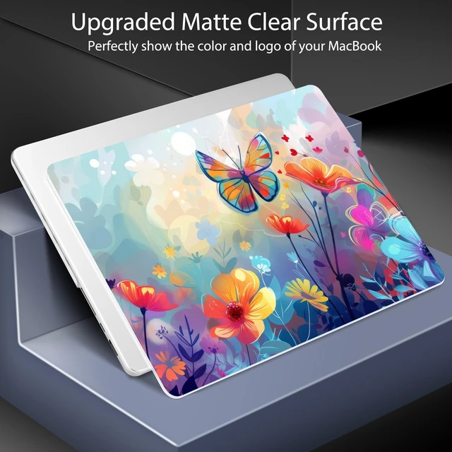 Alt view image 3 of 5 - Lepeoac Case for 2026-2021 MacBook Pro 16-inch M5, Flowers & Butterflies