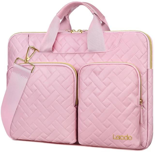 Main image of Lacdo 360 Protective Laptop Shoulder Bag for 15 inch New MacBook Air M5/A3448 (2026), M4 A3241 2025, M3 A3114, M2 A2941 2024-2023, 15 inch MacBook Pro A1990 A1707, Computer Case Bag, Sakura Pink