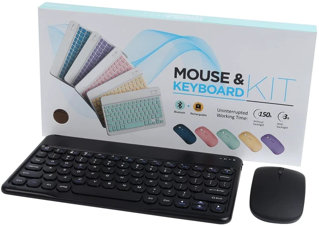 Main image of Bluetooth Keyboard and Mouse Combo for iPad - 9.72" Rechargeable Wireless Keyboard & Mouse, Type-C Charging, Perfect for On-The-Go Professionals(Black)