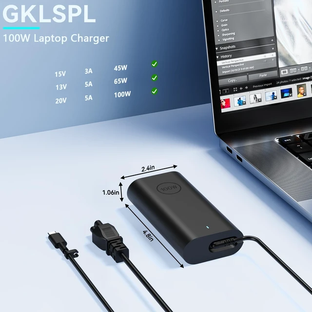 Alt view image 2 of 5 - 100W USB-C Charger Compatible with Dell Precision/XPS/Pro 14 13 16 Plus