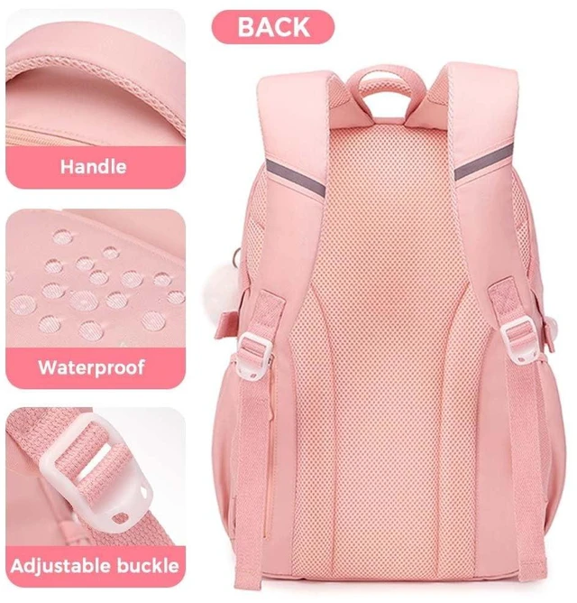 Alt view image 5 of 5 - MININAI Cute Backpack for Kids Teen Girls Boys Large Kawaii Aesthetic Elementary Middle School Student Bookbag Preppy Laptop Backpack for Ages 6-8 8-10 10-12 with Pin Accessories Plush Pendant, Black
