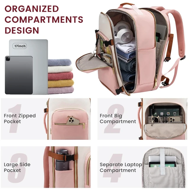 Alt view image 4 of 5 - LOVEVOOK 40L Large Travel Backpack for Women Men, 17 Inch Carry on Backpack for Traveling on Airplane, Personal Item Travel Bag Airline Approved, Business Causal Weekender Backpacks
