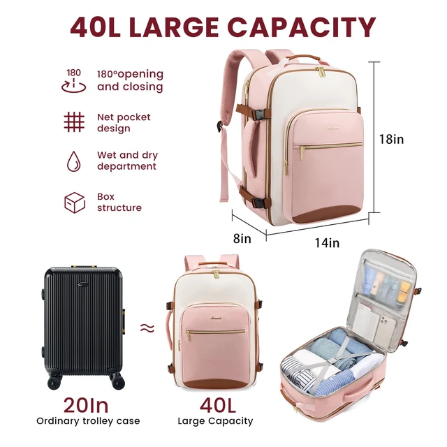 Alt view image 2 of 5 - LOVEVOOK 40L Large Travel Backpack for Women Men, 17 Inch Carry on Backpack for Traveling on Airplane, Personal Item Travel Bag Airline Approved, Business Causal Weekender Backpacks