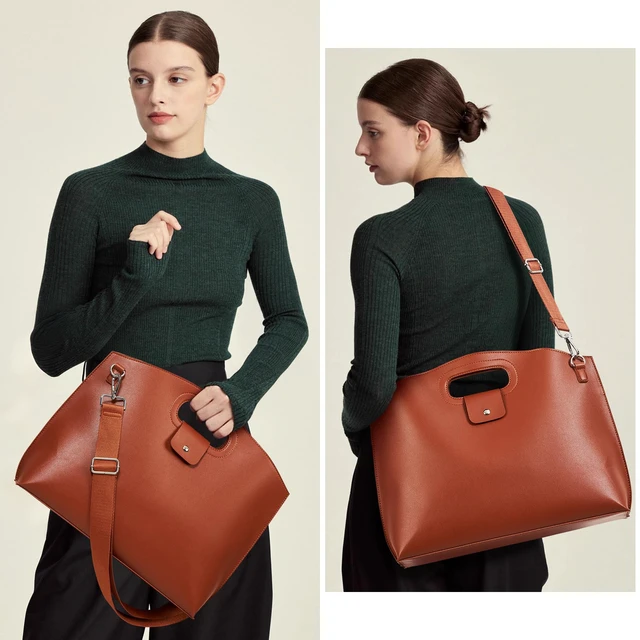 Alt view image 2 of 5 - KALIDI Messenger Bag 15 Inch Slim Laptop Vegan Leather Briefcase
