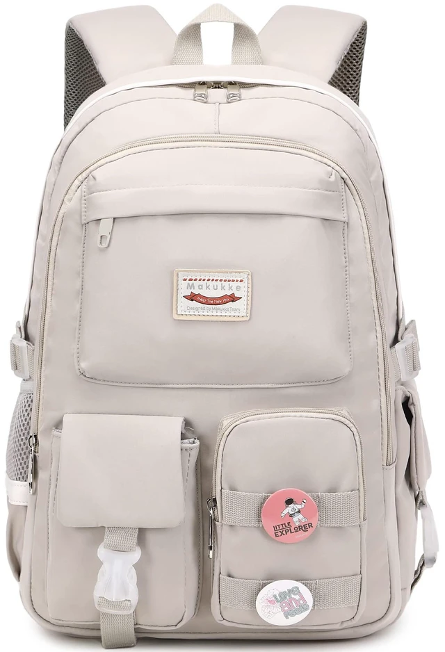 Main image of Makukke School Backpacks for Teen Girls - Laptop Backpacks 15.6 Inch College Cute Bookbag Anti Theft Women Casual Daypack,Gray