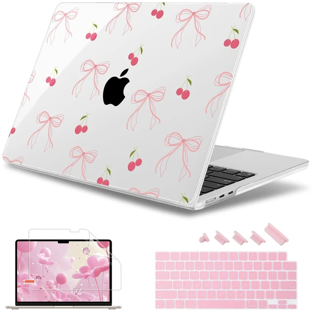 Main image of May Chen for MacBook Air 15 inch Case M5 M4 M3 M2 2026 2024-2023, Model A3448 A3241 A3114 A2941, Closes Seamlessly Hard Shell Laptop Cover with Keyboard Cover, Bow