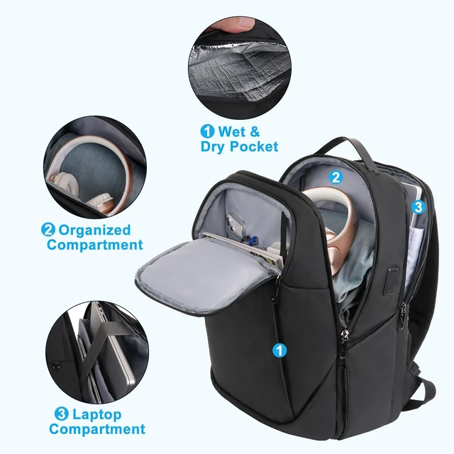 Alt view image 2 of 5 - MOSISO 15.6-16 inch Waterproof Laptop Backpack, Business Commute Backpack