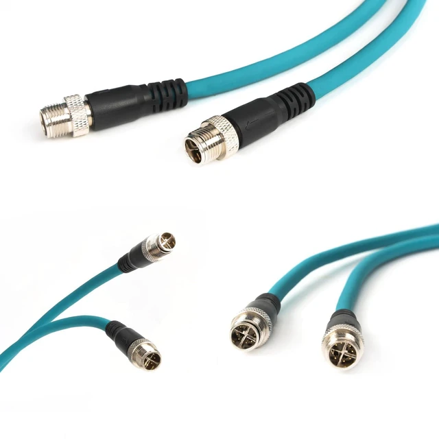Alt view image 4 of 5 - SZRMCC M12 X-Code 8pin Male to 8pin Male with Locking Ethernet Cable High Flexible Shielded Gigabit Waterproof Network Cable for Basler Cognex Industrial Camera (Blue,1m)