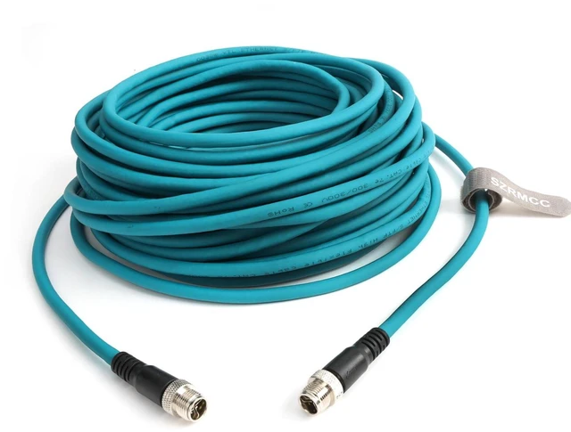 Alt view image 5 of 5 - SZRMCC M12 X-Code 8pin Male to 8pin Male with Locking Ethernet Cable High Flexible Shielded Gigabit Waterproof Network Cable for Basler Cognex Industrial Camera (Blue,1m)