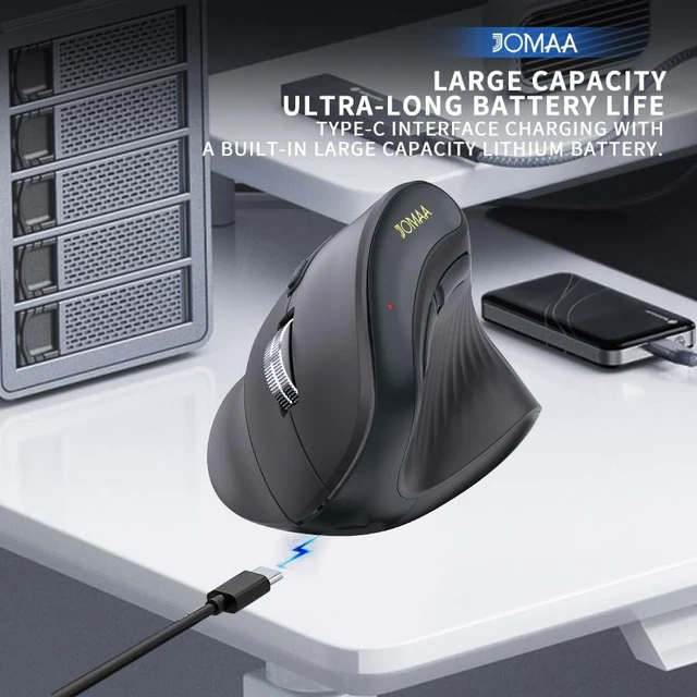 Alt view image 2 of 5 - JOMAA Wireless Vertical Mouse, Multi-Device Bluetooth 5.2 & 2.4G Ergonomic Mouse with RGB Lighting, 4000 CPI, 500mAh Rechargeable, for Laptop, PC, Computer, Mac, Windows,Android, Desktop