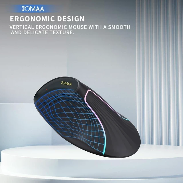 Alt view image 3 of 5 - JOMAA Wireless Vertical Mouse, Multi-Device Bluetooth 5.2 & 2.4G Ergonomic Mouse with RGB Lighting, 4000 CPI, 500mAh Rechargeable, for Laptop, PC, Computer, Mac, Windows,Android, Desktop