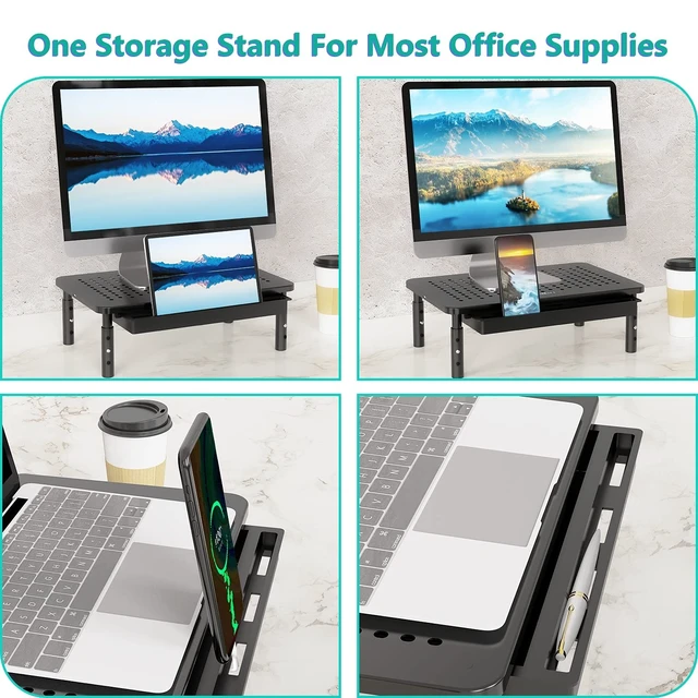 Alt view image 4 of 5 - WALI Computer Monitor Stand with Storage