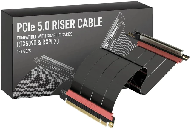 Main image of LINKUP PCIE 5.0 Riser Cable ^^ for Vertical GPU Mount ^^ Right Angle ^^ Graphics Card GPU Ready ^^ Usable with PCIe 4.0 & RX 9070/ RTX5090 ^^ 25cm (Total Length: 29cm)
