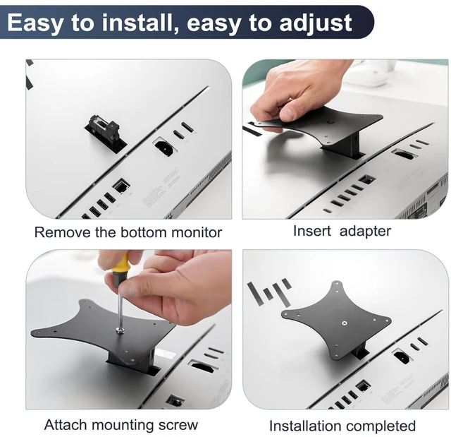 Alt view image 2 of 5 - Monitor Arm/Mount VESA Bracket Adapter Compatible with HP EliteOne 840 G9, 870 G9 All-in-One PC 100 * 100mm 75 * 75mm Black