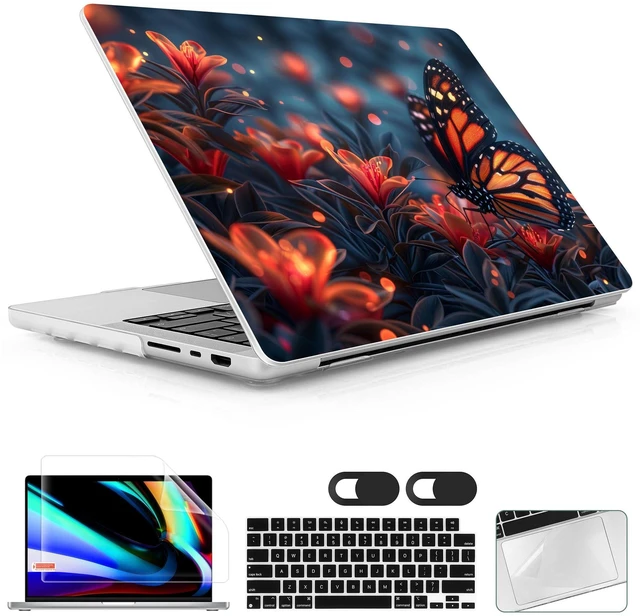 Main image of Lepeoac Case for 2026-2021 MacBook Pro 16-inch M5, Butterflies Flowers