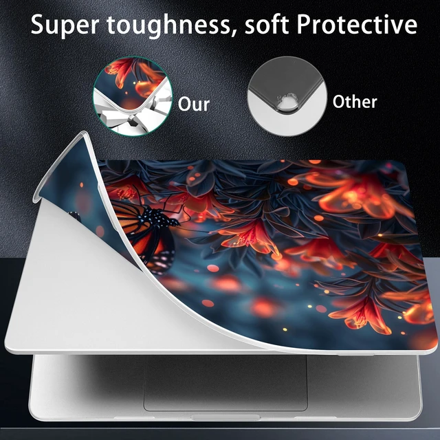 Alt view image 4 of 5 - Lepeoac Case for 2026-2021 MacBook Pro 16-inch M5, Butterflies Flowers