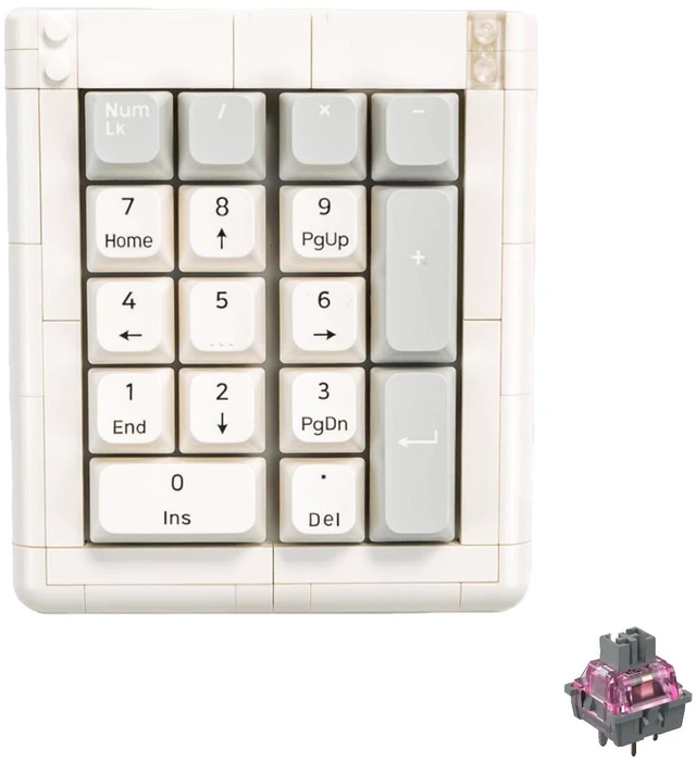 Main image of KBDcraft 01Adam 20% Numpad, 17-Key, Lego-Compatible Case, PBT Keycaps, Gasket Mount, Hot-swappable, Wired, Linear Switch, RGB, QMK, Vial for Win/Mac, Full Kit, White