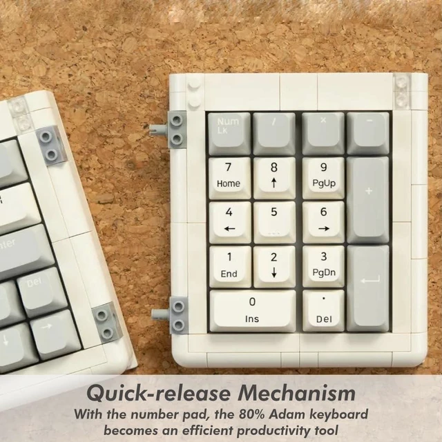 Alt view image 5 of 5 - KBDcraft 01Adam 20% Numpad, 17-Key, Lego-Compatible Case, PBT Keycaps, Gasket Mount, Hot-swappable, Wired, Linear Switch, RGB, QMK, Vial for Win/Mac, Full Kit, White