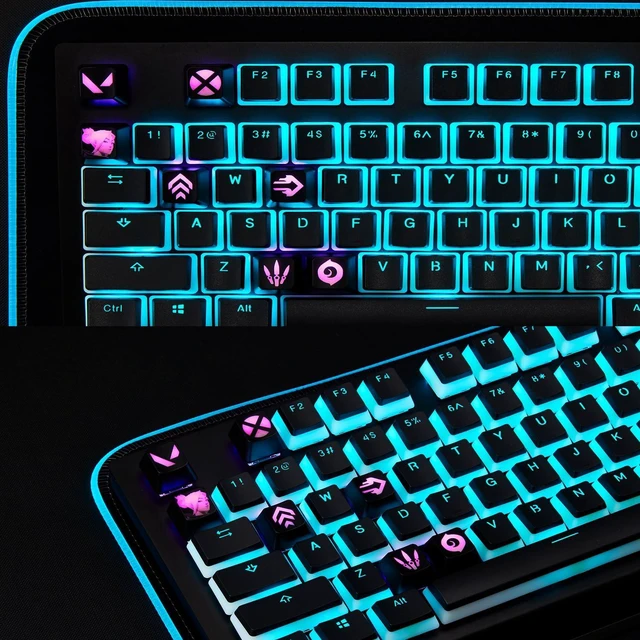 Alt view image 3 of 5 - Valorant Custom Keycaps (Agent Raze) - Laser Engraved with Each Valorant Agent's Portrait, Skills, and Position. Fit with Any Mechanical Keyboard. Valorant Gift for Gamers, Adults, and Teens.