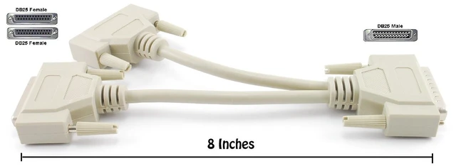 Alt view image 2 of 5 - CablesOnline 8 inch DB25 Parallel Male/Dual Female Y-Splitter Printer Cable (YS-005)