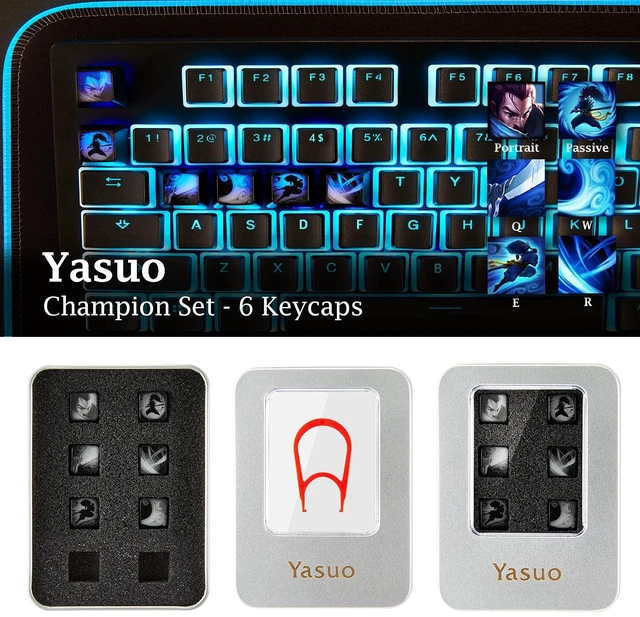 Alt view image 5 of 5 - League of Legends Custom Keycaps (Champion Jax) - Laser Engraved with Each Champion's Portrait, Passive, and Skills. Fit with Any Mechanical Keyboard. League of Legends Gift for Gamers