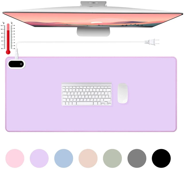 Main image of Konohan Heated Desk Mat PU Warm Mouse Pad,Purple Color,31.5" X 13"