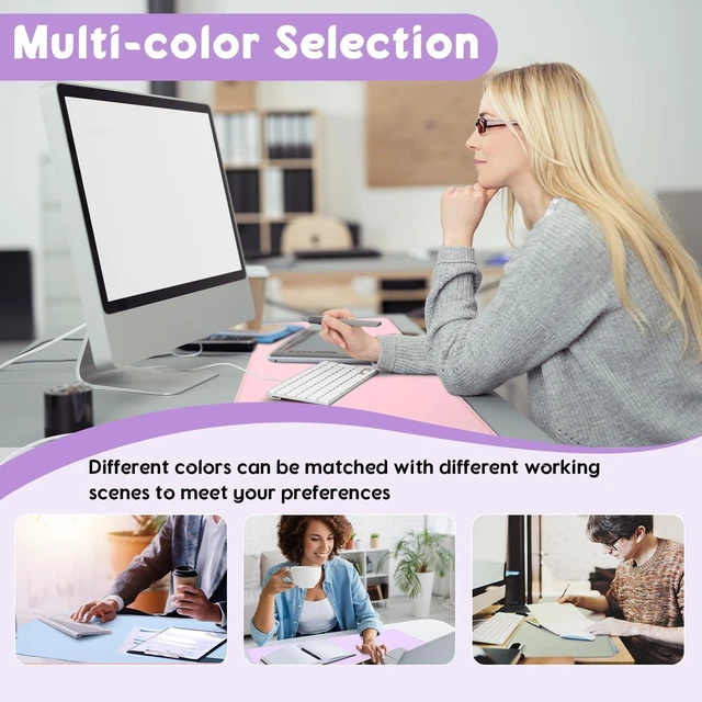 Alt view image 5 of 5 - Konohan Heated Desk Mat PU Warm Mouse Pad,Purple Color,31.5" X 13"