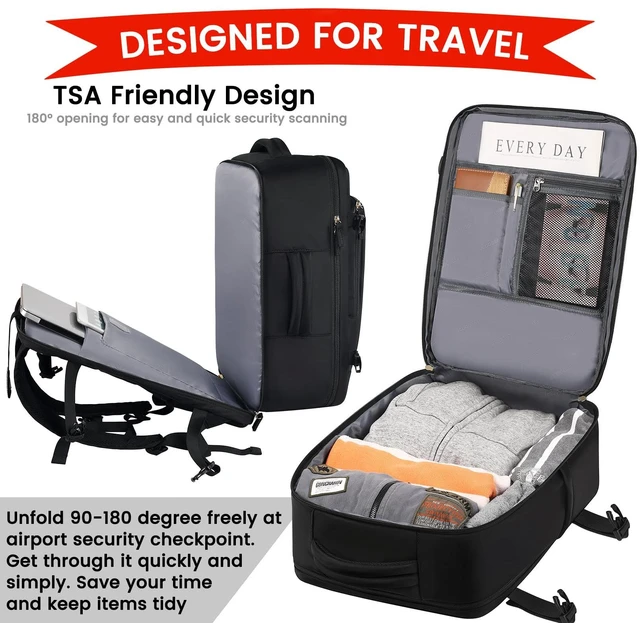 Alt view image 4 of 5 - JCDOBEST Carry on Backpack, Flight Approved Travel Backpack TSA 15.6 Inch Anti-Theft Laptop Backpack Lightweight Daypack College Weekender Overnight Bag, 16.8 * 11.4 * 7inch,Black