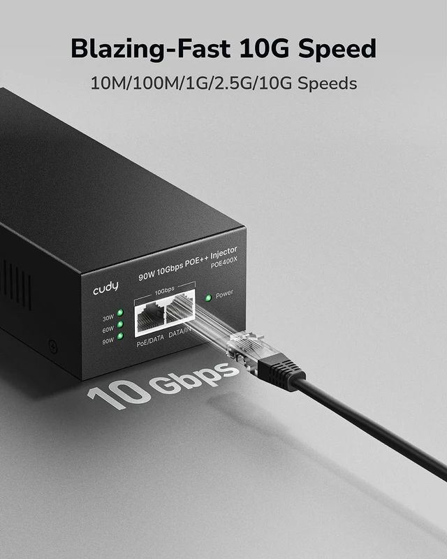 Alt view image 5 of 5 - Cudy 90W 10 Gbps PoE++ Injector, 802.3bt/at/af, 10GbE, POE400X