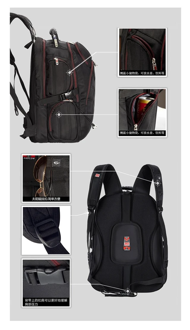 Alt view image 5 of 5 - FREEBIZ 19 Inch Laptop Backpack Bag, 55L Travel Bag Knapsack Rucksack Hiking