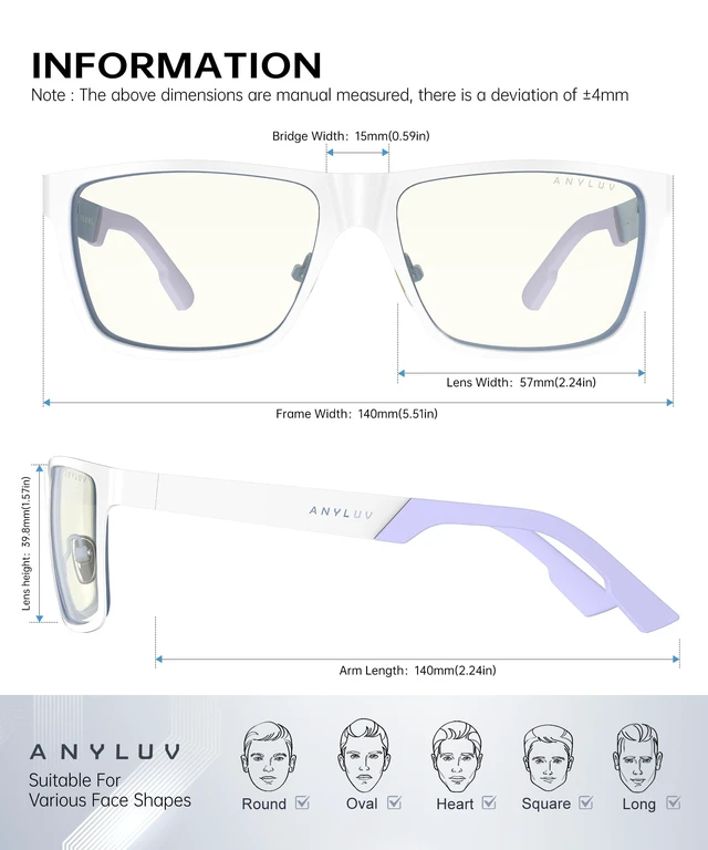 Alt view image 4 of 5 - ANYLUV Blue Light Glasses for Men Stylish Anti Eyestrain Lightwight Metal Frame Blue Light Blocking Glasses